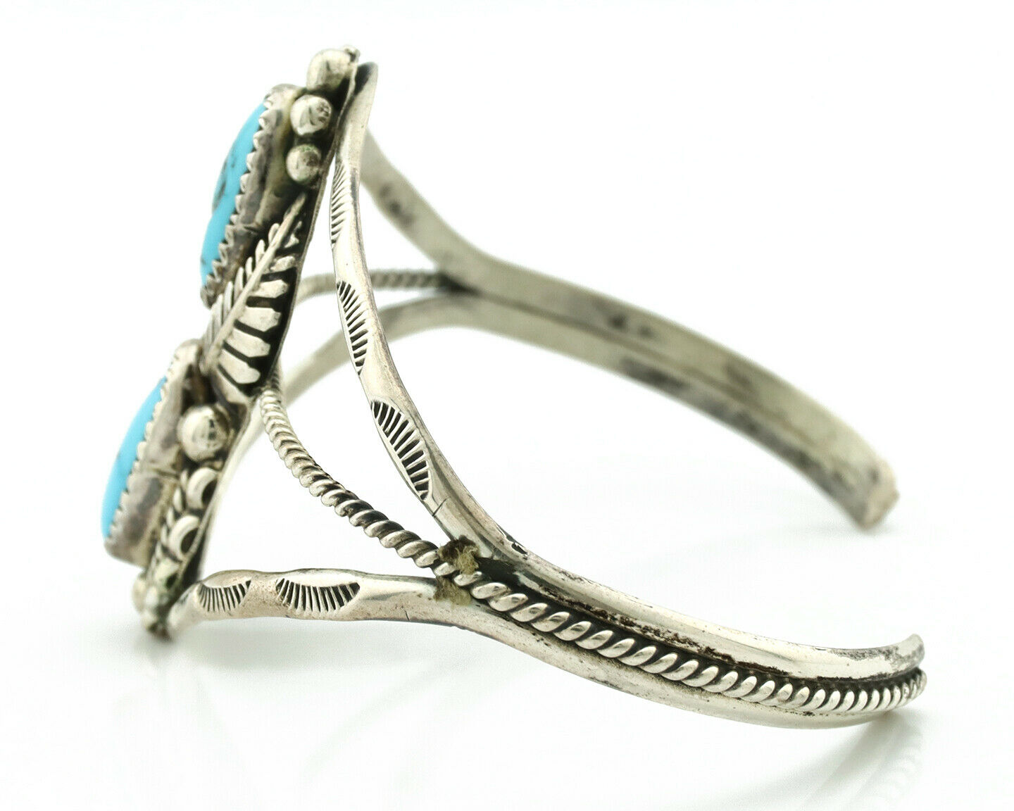 Navajo Bracelet .925 Silver Blue Turquoise Artist Signed SC C.80's
