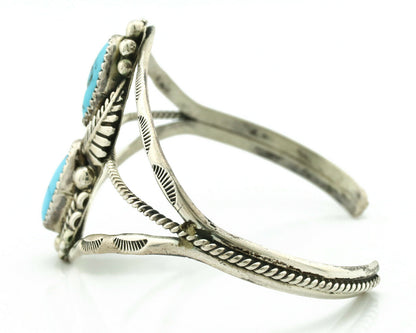 Navajo Bracelet .925 Silver Blue Turquoise Artist Signed SC C.80's