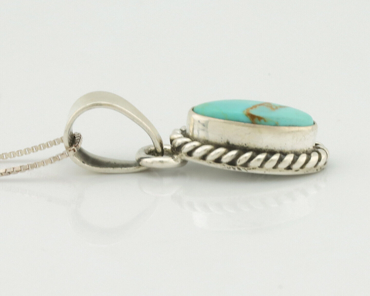 Navajo Necklace .925 Silver Arizona Turquoise Artist Gecko C.1980's