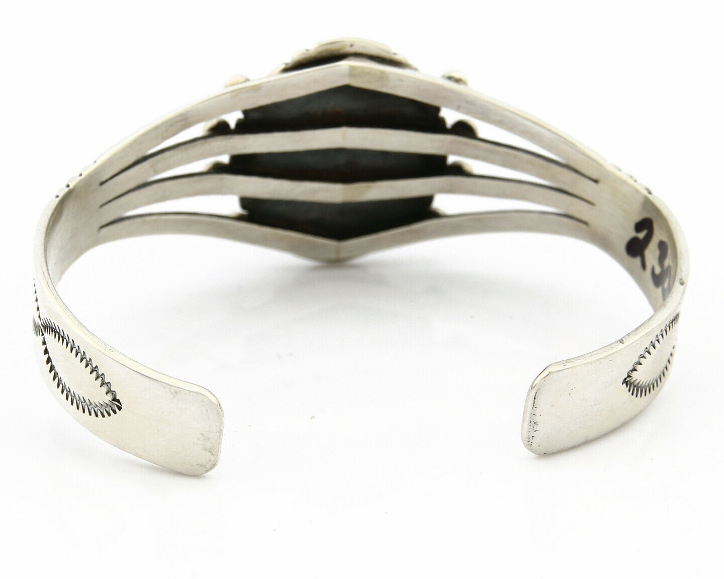 Navajo Bracelet 925 SOLID Silver Natural Jasper Artist William Denetdale C80s