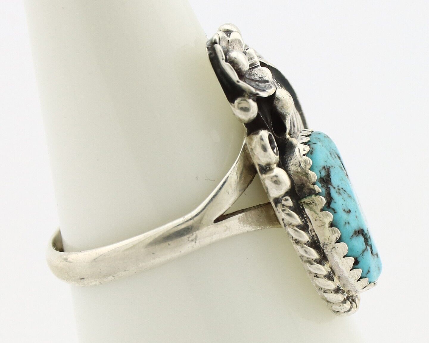 Navajo Ring 925 Silver Natural Blue Turquoise Native American Artist C.80's