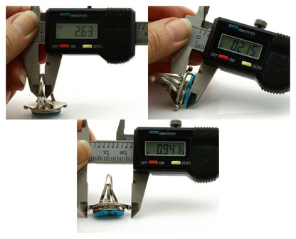 Navajo Ring .925 Silver Morenci Turquoise Artist Signed S King C.1980's