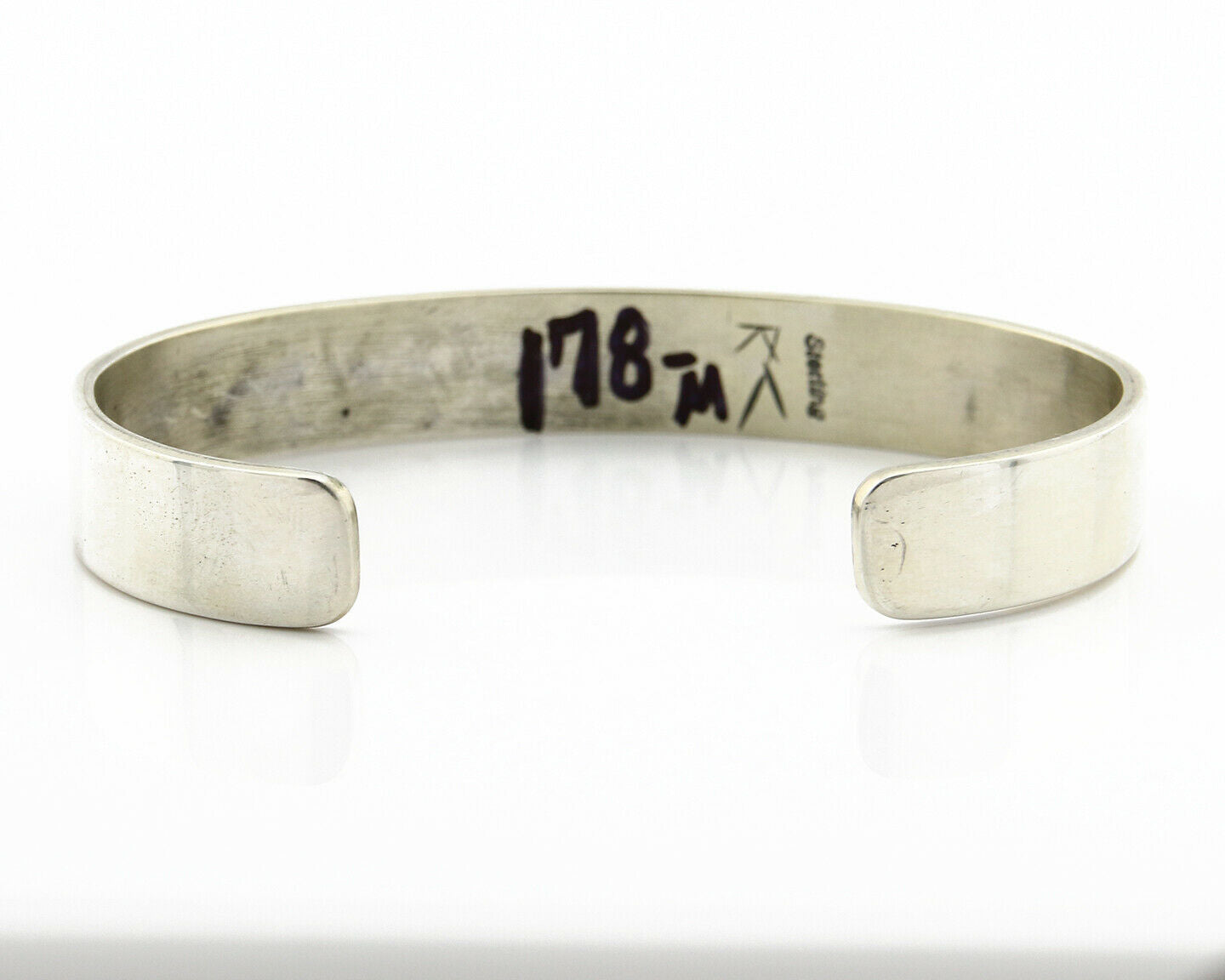 Navajo Bracelet .925 SOLID Silver Signed Artist RC Overlay Design C.90's