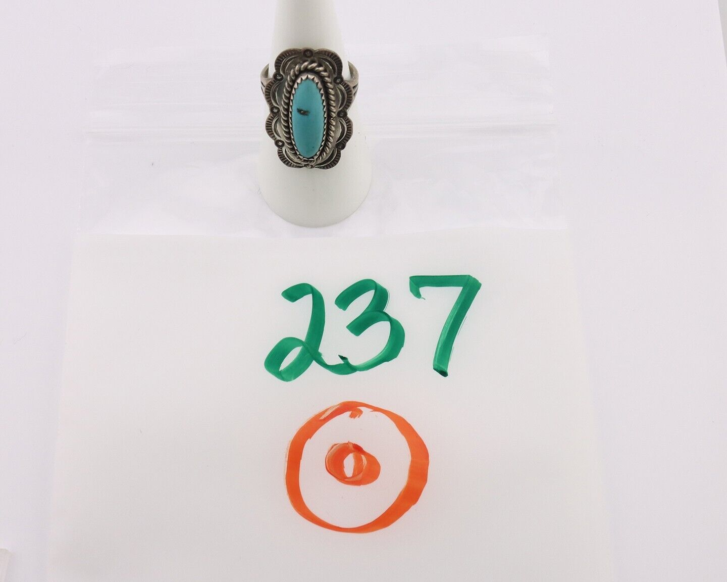 Navajo Ring .925 Silver Manassas Turquoise Native American Artist C.80's