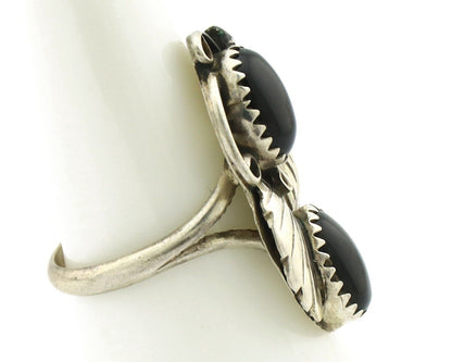 Navajo Ring 925 Silver Natural Mined Onyx Artist Signed T Thomas C.80's