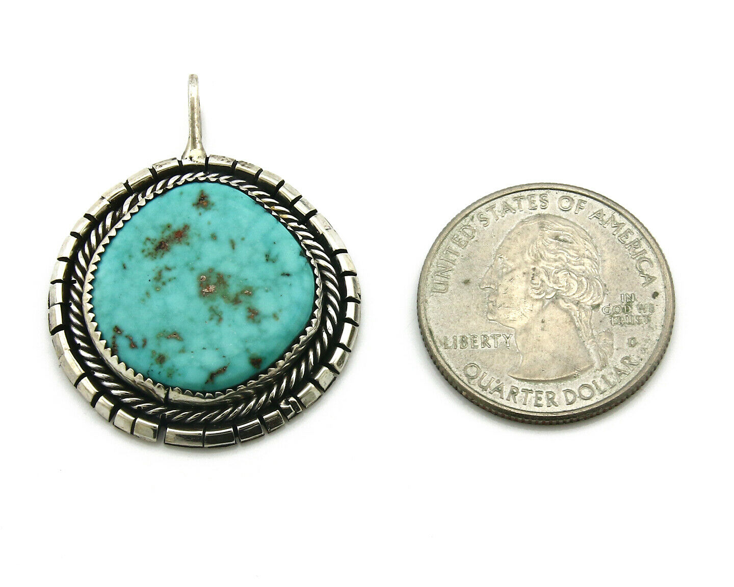 Navajo Pendant .925 Silver Kingman Turquoise Signed Artist Tom Willeto C.80's