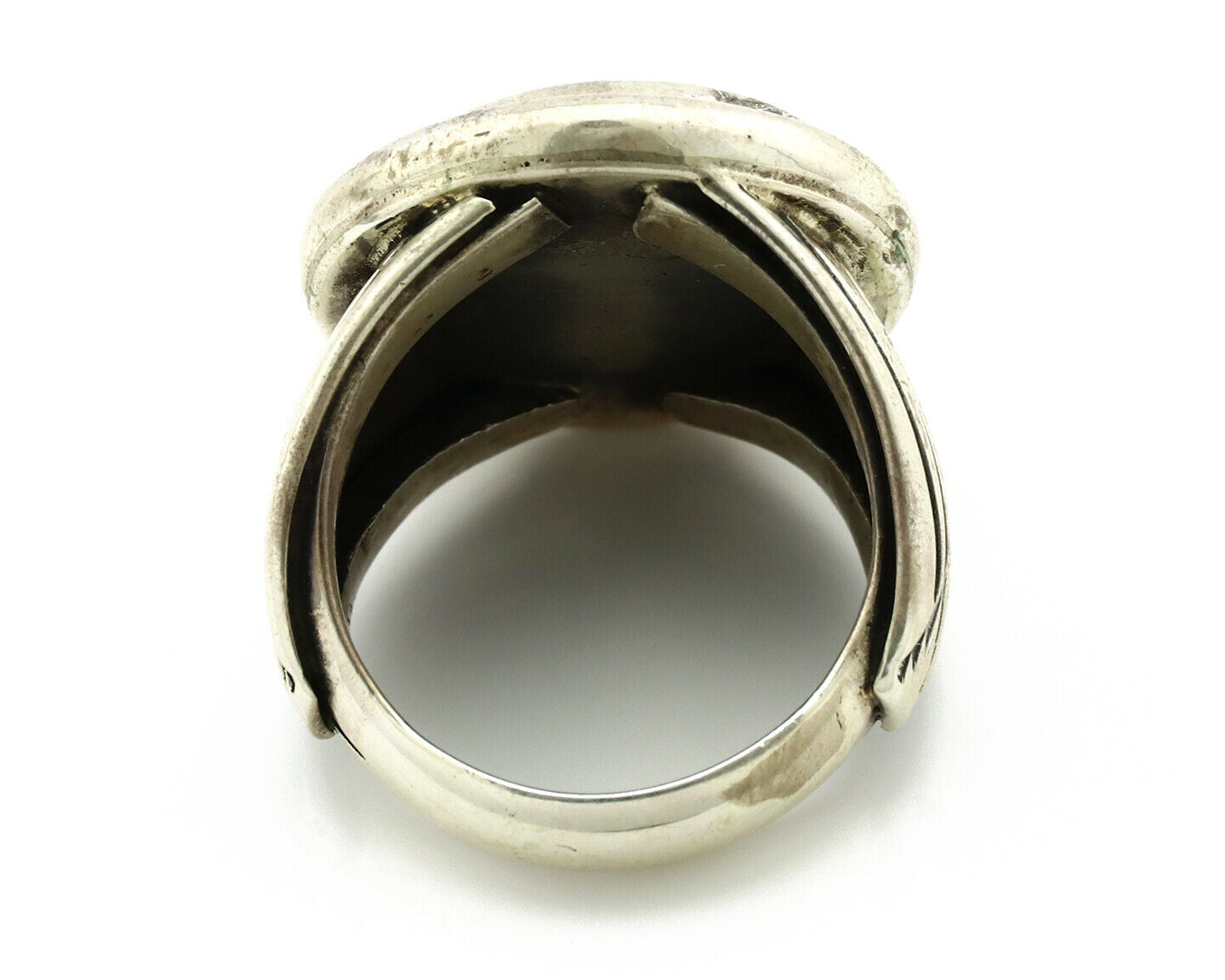 Navajo Ring .925 Silver Blue Gem Turquoise Artist Signed DZ C.80's