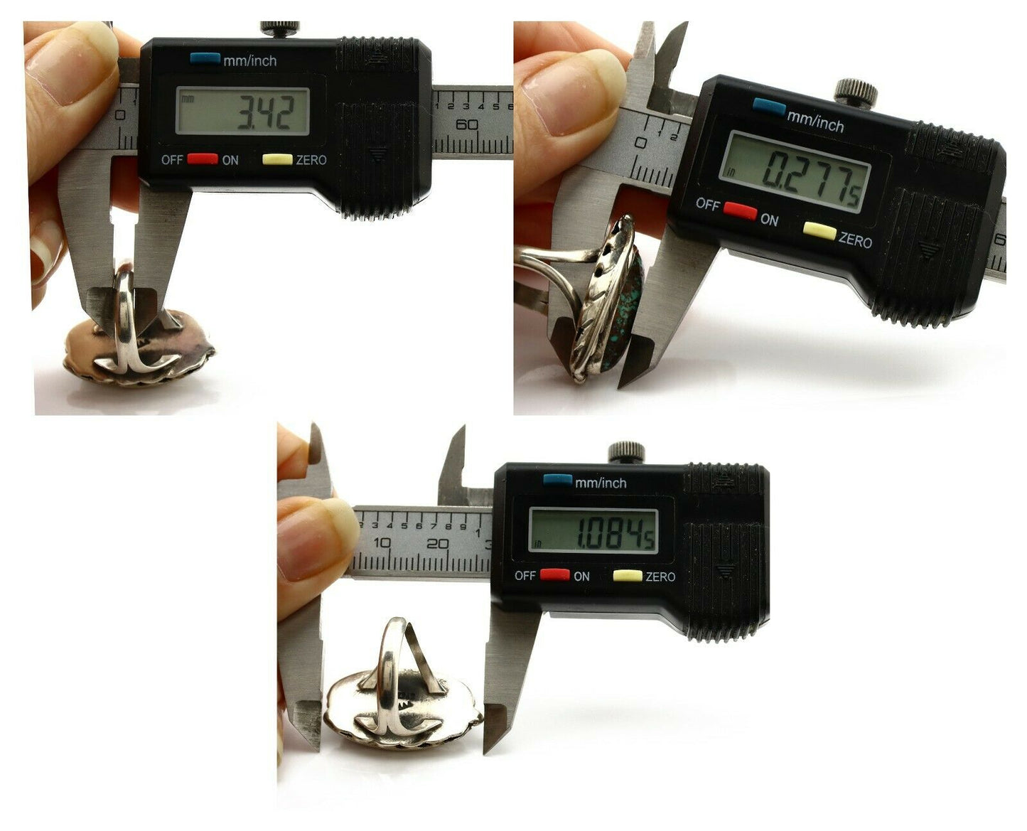 Navajo Ring .925 Silver Arizona Turquoise Signed Apache Manufacturing C80s