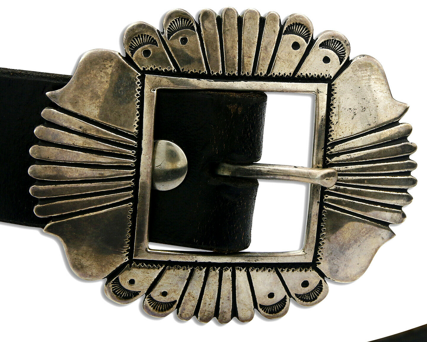 Large Navajo Signed Thomas Singer Belt .925 Silver Lone Mtn Turquoise C.1980's