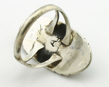 Navajo Ring .925 Silver Spiderweb Turquoise Artist Signed AB C.1980's
