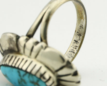 Navajo Ring .925 Silver Arizona Turquoise Signed M Montoya C.80's