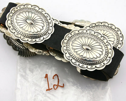 Navajo Concho Belt .925 Silver Hand Stamped Artist Susie James C.80's