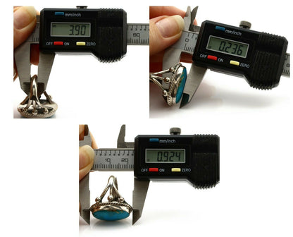 Navajo Ring .925 Silver Blue Southwest Turquoise Native American Artist C80s