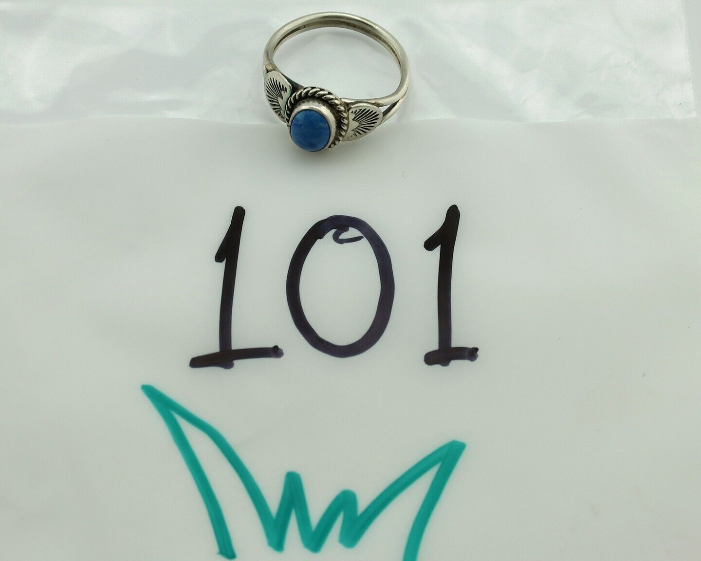 Navajo Ring 925 Silver Natural Blue Lapis Native Artist C.80's