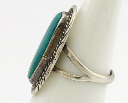 Navajo Ring .925 Silver Nevada Turquoise Native American Artist C.1980's