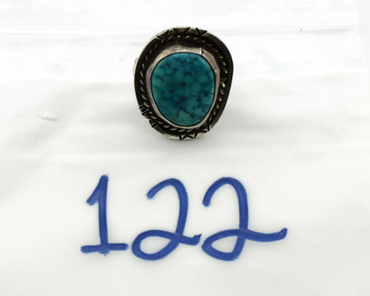 Navajo Ring .925 Silver Spiderweb Turquoise Native American Artist C.80's