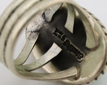 Navajo Ring .925 Silver Natural Kingman Turquoise Native American Artist C.80's