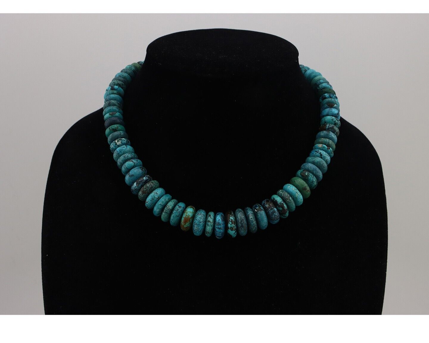 Navajo Necklace 925 Silver Black & Blue Spiderweb Turquoise Native Artist C.80's