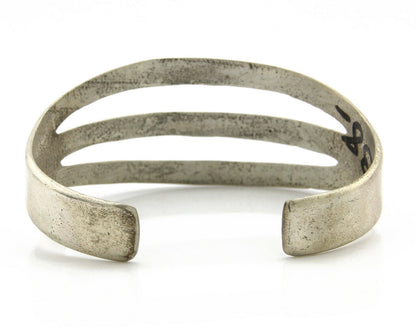 Navajo Sand Cast Bracelet .925 Silver Solid Artist Native American C.80's