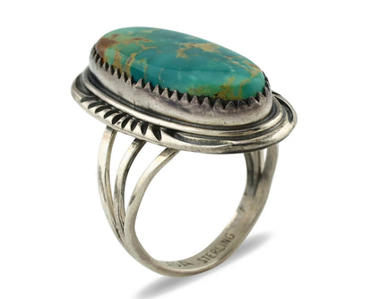 Navajo Ring 925 Silver Natural Blue Turquoise Artist Signed USA C.80's