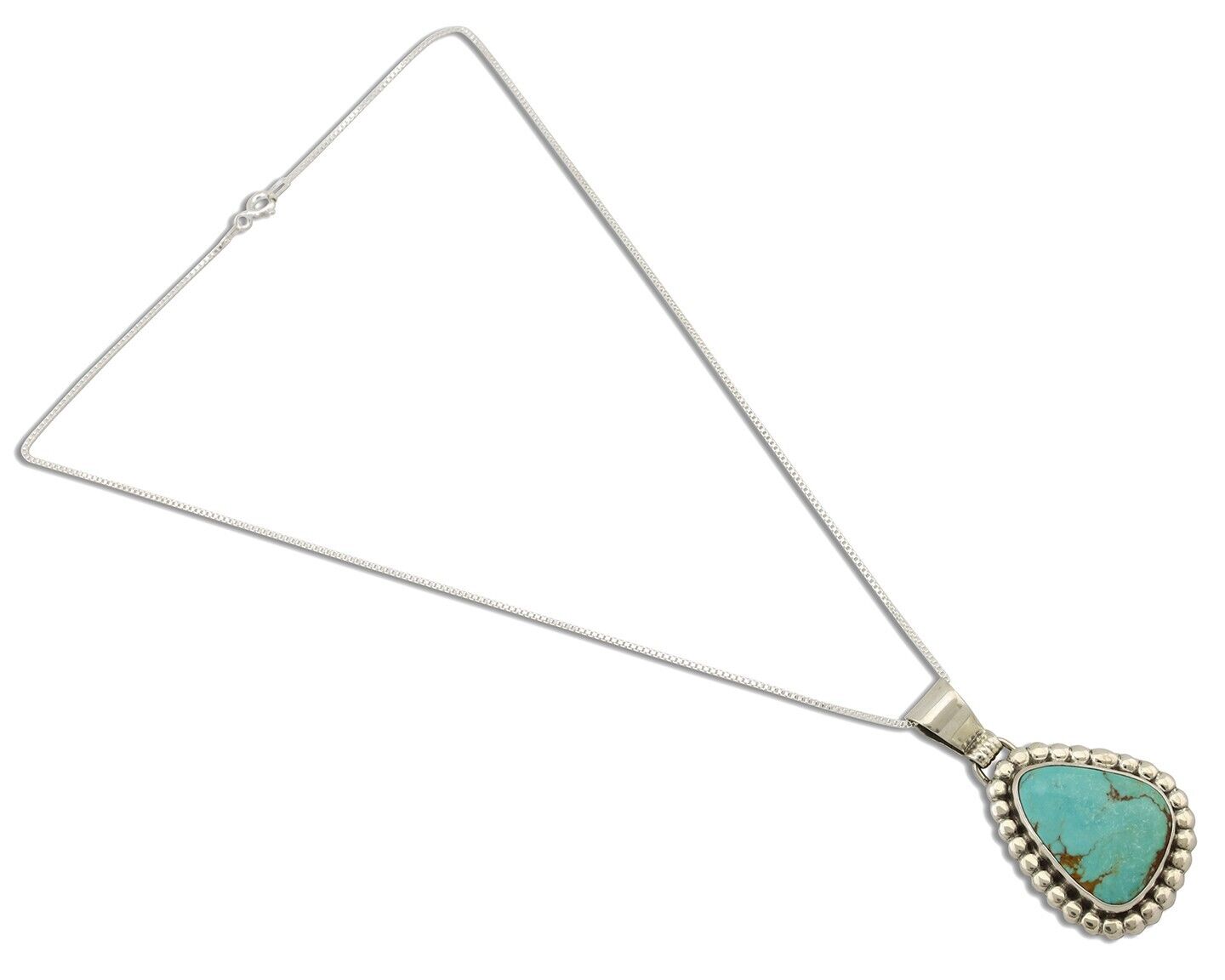 Navajo Necklace 925 Silver Arizona Turquoise Native American Artist Signed C80's