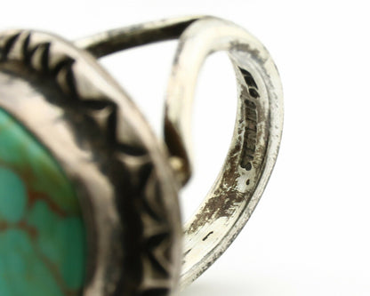 Navajo Ring .925 Silver Kingman Turquoise Artist Signed Gecko C.1980's