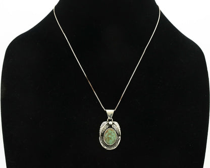 Navajo Kingman Turquoise Pendant .925 Silver Artist Signed Sunrise C.80's