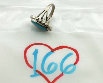Navajo Ring .925 Silver Blue Turquoise Artist Signed Anna Begay C.1980's