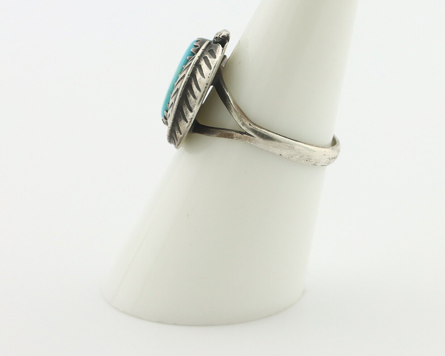 Navajo Handmade Ring .925 Silver Kingman Turquoise Native Artist C.80's