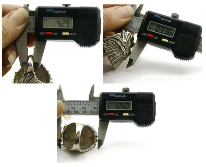 Navajo Indian War Chief Artist IT Ring .925 SOLID Sterling Silver C.80's Size 11