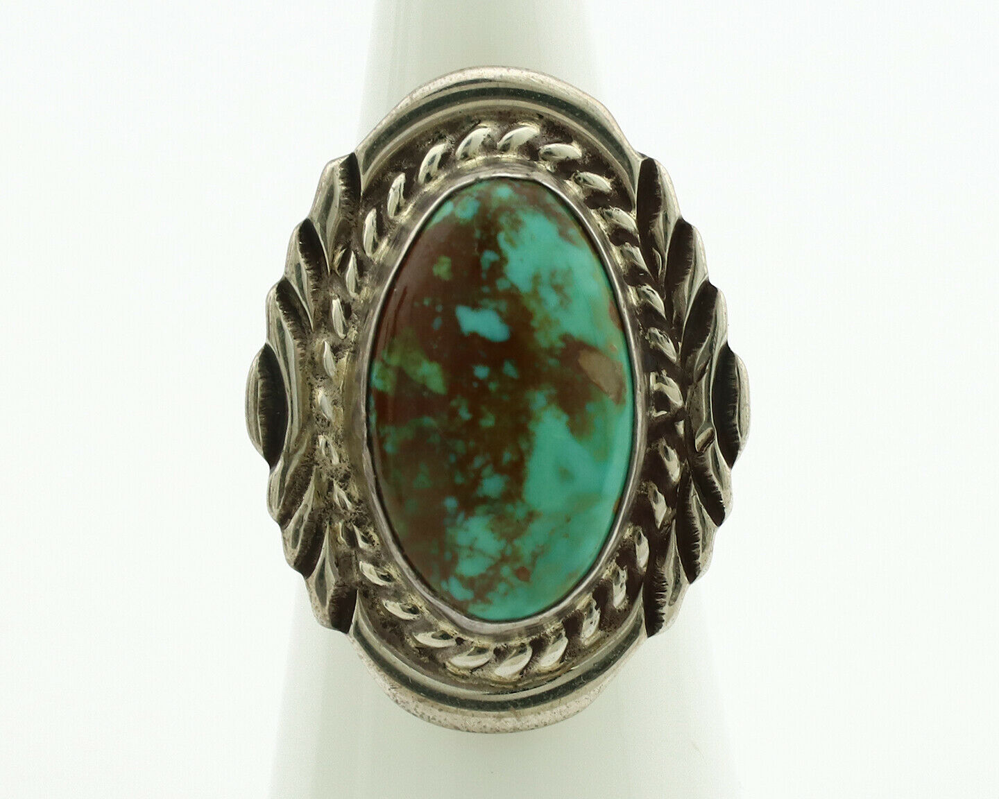 Navajo Ring .925 Silver Kingman Turquoise Signed Billy Eagle C.1980's