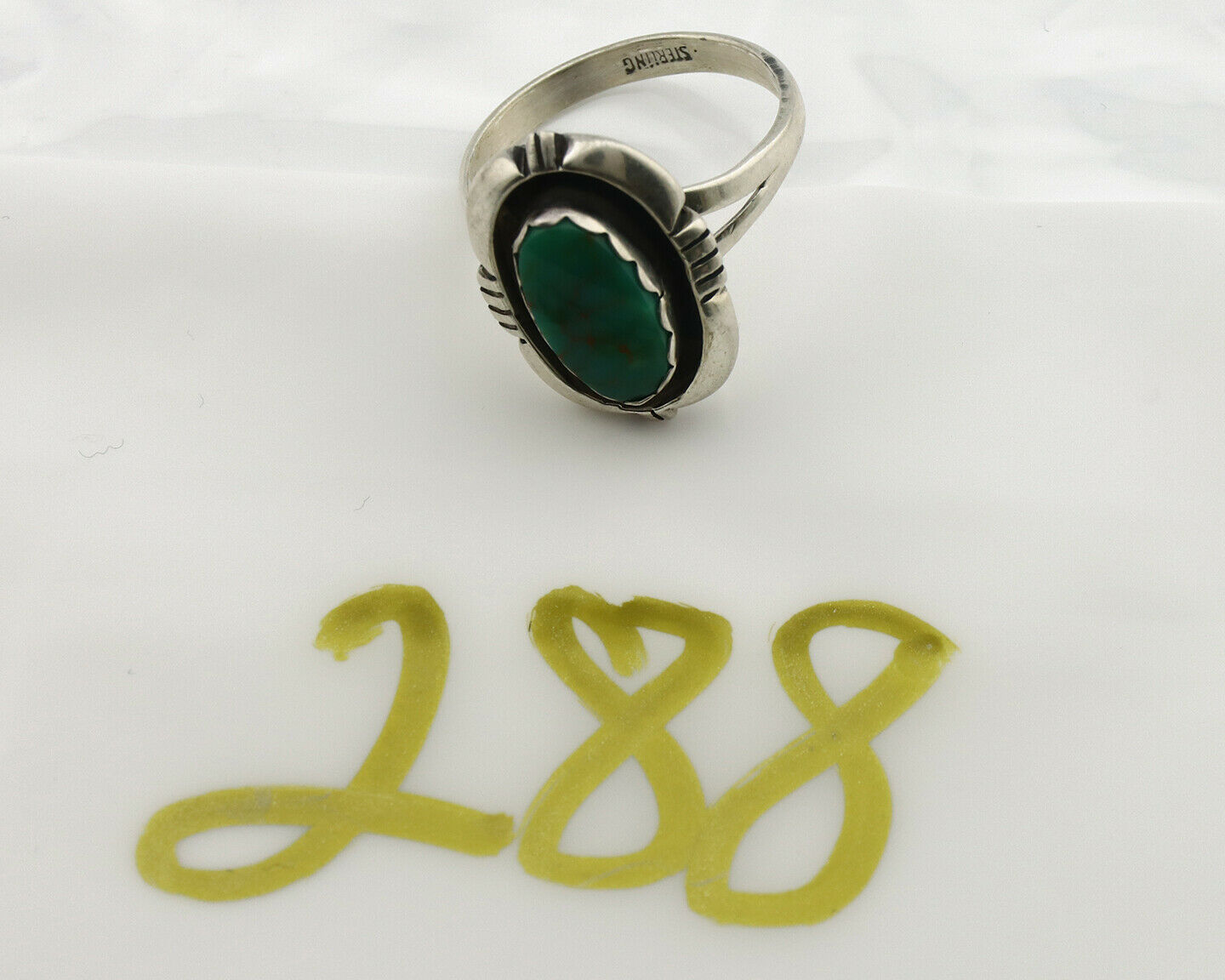 Navajo Ring .925 Silver Kingman Turquoise Handmade Native American Artist C.80's