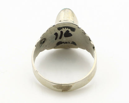 Navajo Ring .925 Silver Kingman Turquoise Artist Signed Apache C.80's