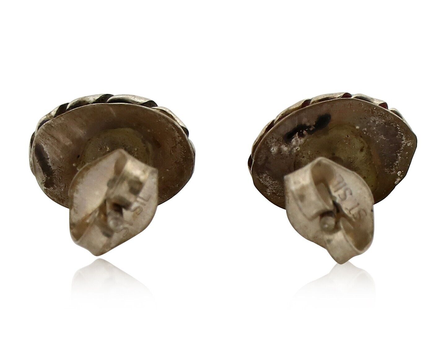 Zuni Earrings 925 Silver Sleeping Beauty Turquoise Native American Artist C.80's