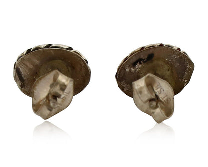 Zuni Earrings 925 Silver Sleeping Beauty Turquoise Native American Artist C.80's