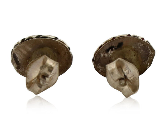 Zuni Earrings 925 Silver Sleeping Beauty Turquoise Native American Artist C.80's