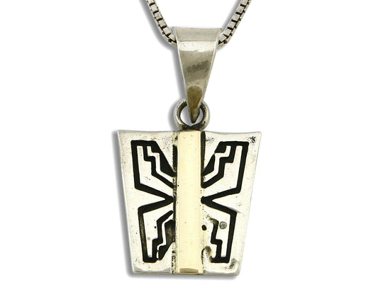 Women's Navajo Necklace .925 Silver & 14k SOLID Gold Artist C.80's Butterfly
