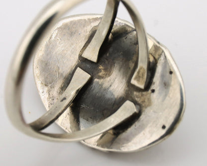 Navajo Ring .925 Silver Nevada Turquoise Native American Artist C.1980's
