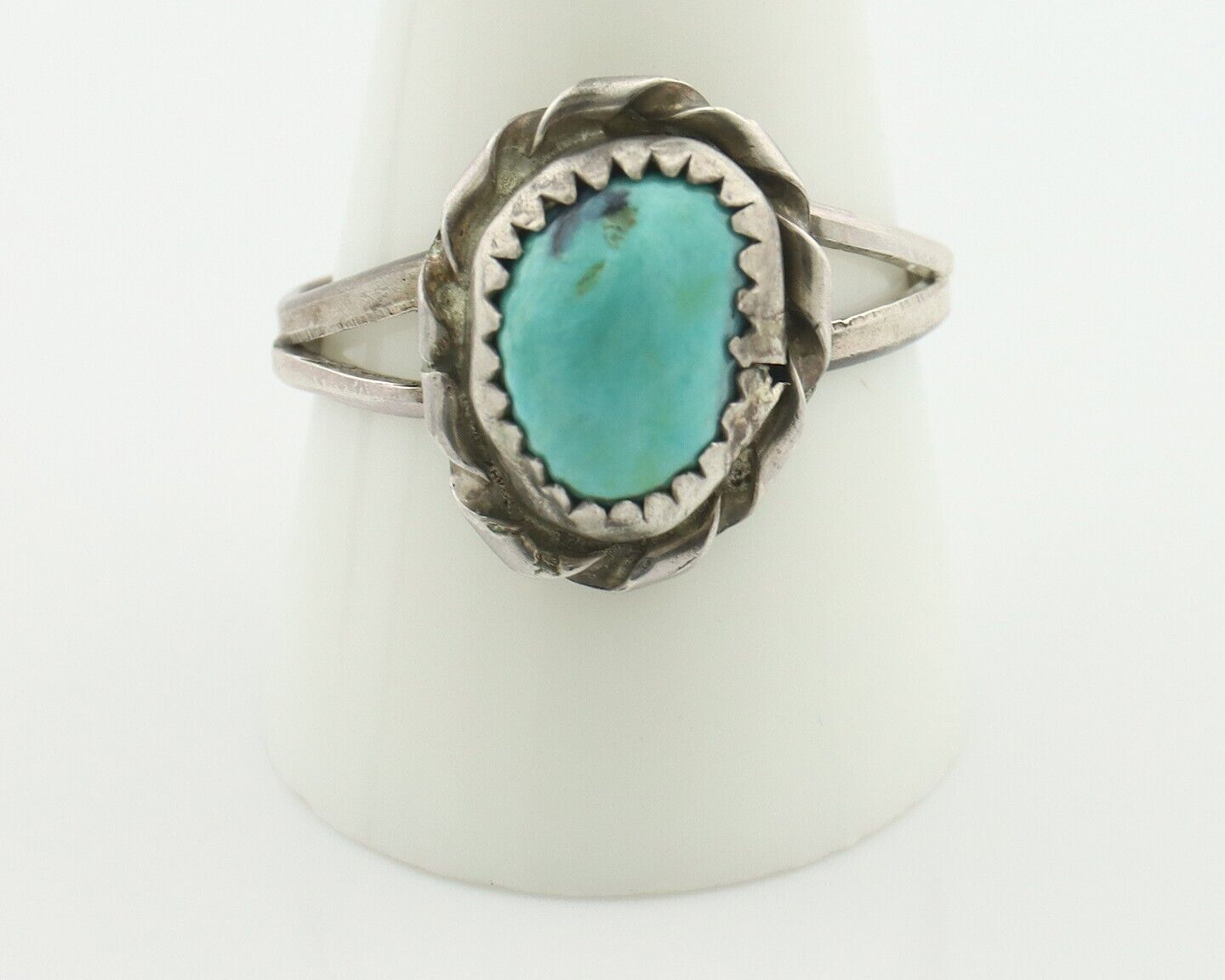 Navajo Handmade Ring .925 Silver Kingman Turquoise Native Artist C.80's