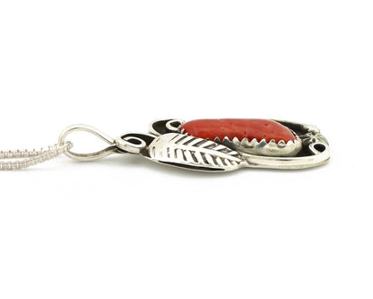 Navajo Necklace 925 Silver Red Medterranean Signed Josephine Rojas C.80's