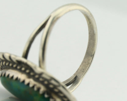 Navajo Ring .925 Silver Natural Turquoise Native American Artist C.1980's