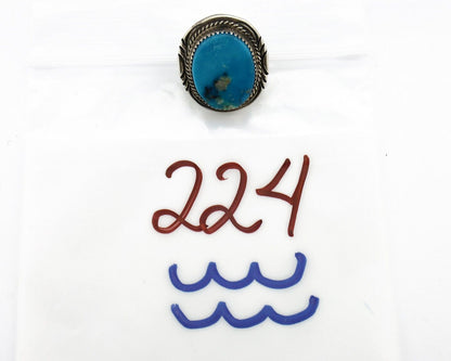 Navajo Ring 925 Silver Natural Mined Blue Gem Turquoise Signed M Begay C.80's