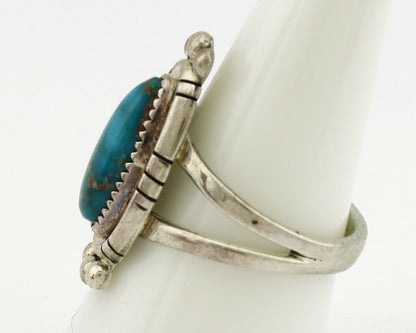 Navajo Ring .925 Silver Nevada Turquoise Native American Artist C.1980's