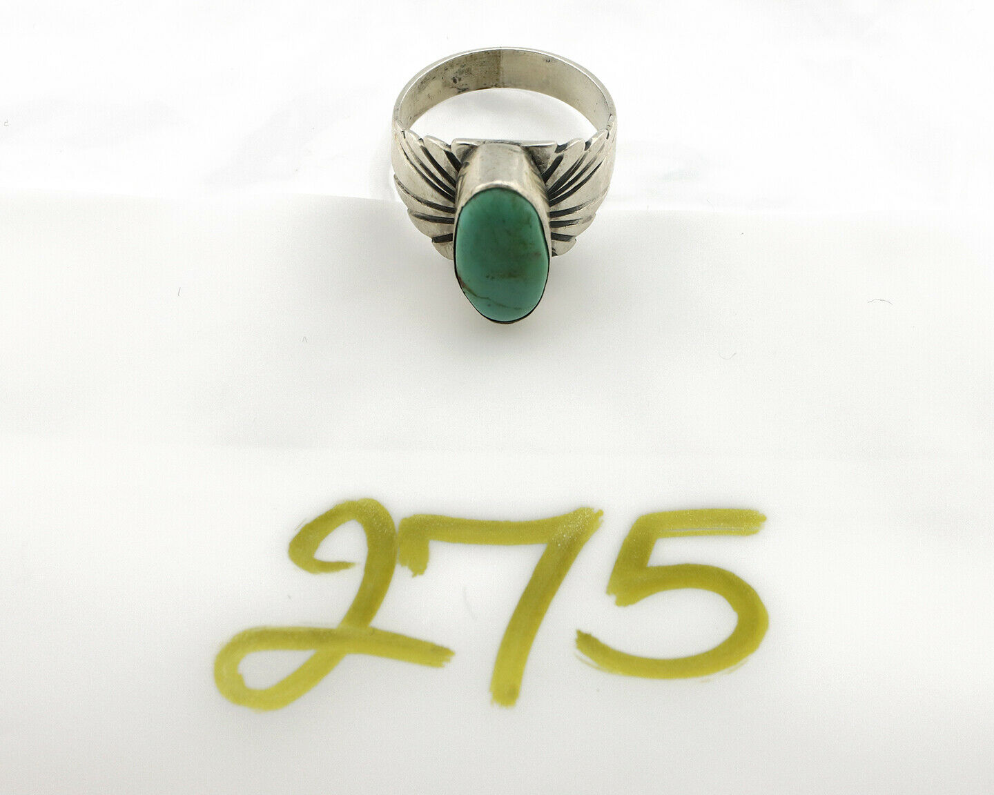 Navajo Ring .925 Silver Kingman Turquoise Artist Signed Apache C.80's