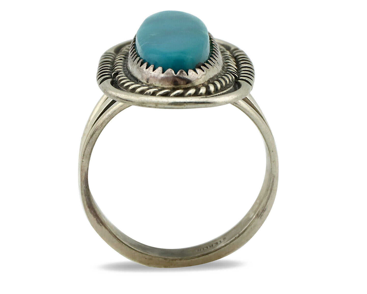 Navajo Ring 925 Silver Turquoise Mountain Artist Signed M Begay C.80's