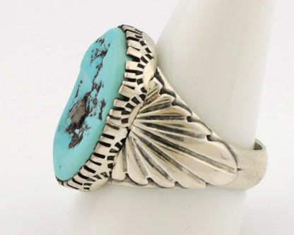 Navajo Ring .925 Silver Sleeping Beauty Turquoise Artist Signed DK C.80's