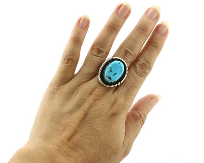 Navajo Ring .925 Silver Blue Turquoise Native American Artist C.80's