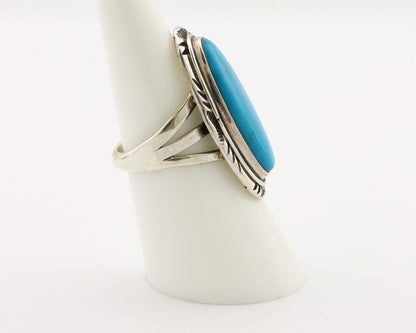 Navajo Ring 925 Silver Blue Gem Turquoise Native American Artist C.80's