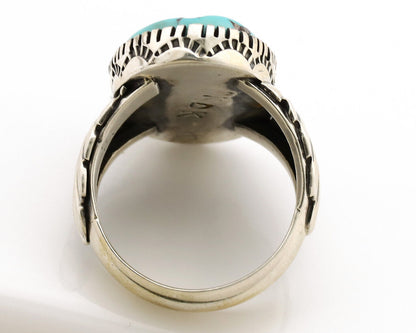 Navajo Ring .925 Silver Sleeping Beauty Turquoise Artist Signed DK C.80's
