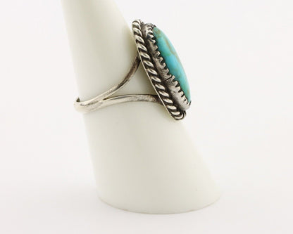 Navajo Handmade Ring 925 Silver Kingman Turquoise Artist Signed MC C.80's